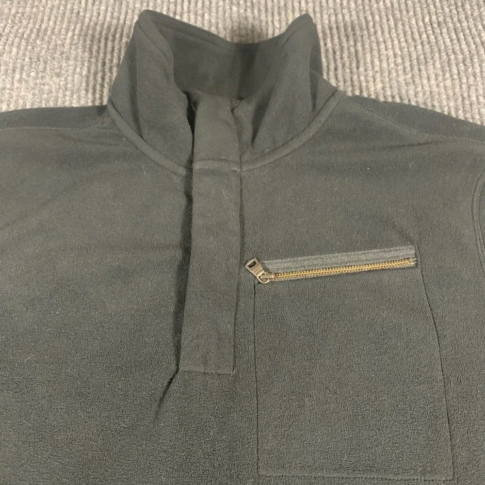 Banana‎ Republic Sweatshirt Mens M Black Pullover Sweater 1/4 Zip Snap Fleece
